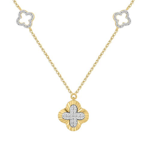 LADIES NECKLACE 0.25CT ROUND DIAMOND 10K YELLOW GOLD