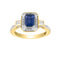 LADIES RING 1.50CT ROUND/PRINCESS/BLUE SAPPHIRE EMERALD DIAMOND 14K YELLOW GOLD (CENTER STONE 1.00CT BLUE SAPPHIRE EMERALD DIAMOND)