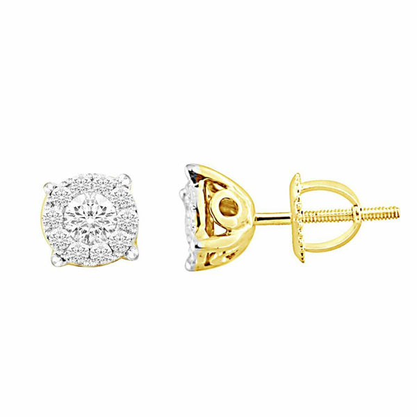 LADIES EARRINGS 0.25CT ROUND DIAMOND 14K YELLOW GOLD (SI QUALITY)