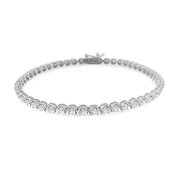 LADIES BRACELET 1.00CT ROUND DIAMOND  STERLING SILVER/WHITE