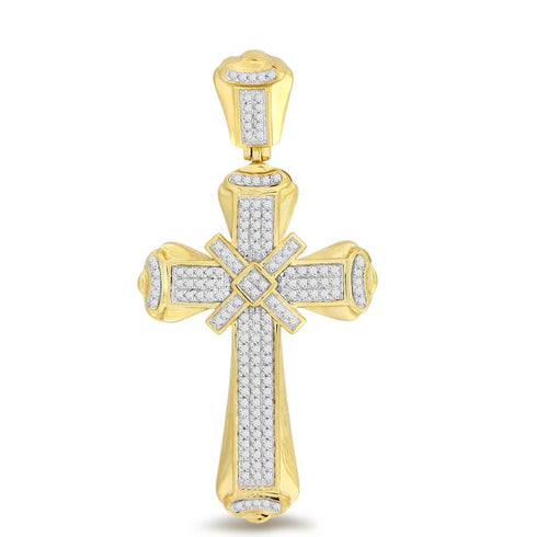 MEN'S CROSS 0.50CT ROUND DIAMOND 10K YELLOW GOLD