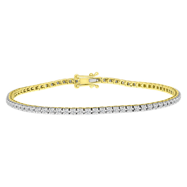 LADIES  BRACELET 1.00CT ROUND DIAMOND 14K YELLOW GOLD(SI QUALITY)