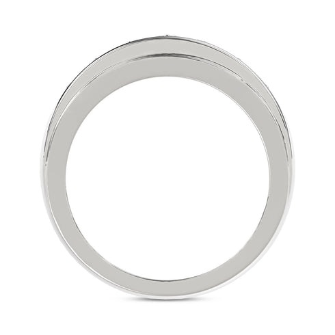 MEN'S BAND 1.00CT ROUND DIAMOND 10K WHITE GOLD