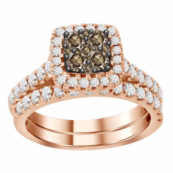 LADIES RING 1.50CT ROUND DARK BROWN DIAMOND 14K ROSE GOLD (SI QUALITY)