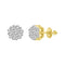 LADIES  FLOWER EARRINGS 0.50CT ROUND DIAMOND 14K YELLOW GOLD