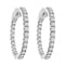 LADIES HOOPS EARRINGS 2.00CT ROUND DIAMOND 14K WHITE GOLD