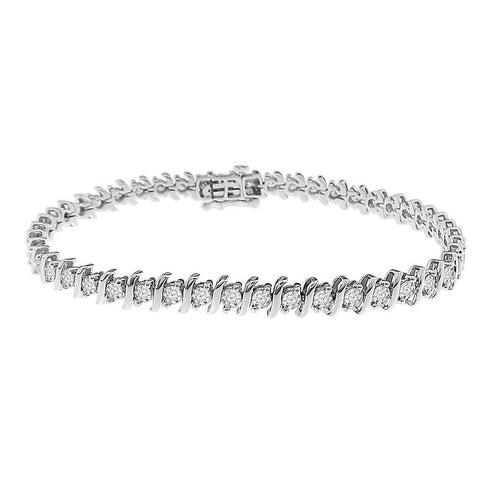 LADIES BRACELET 3.00CT ROUND DIAMOND 14K WHITE GOLD