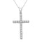 LADIES CROSS PENDANT WITH CHAIN 0.50CT ROUND DIAMOND 14K WHITE GOLD (SI QUALITY)