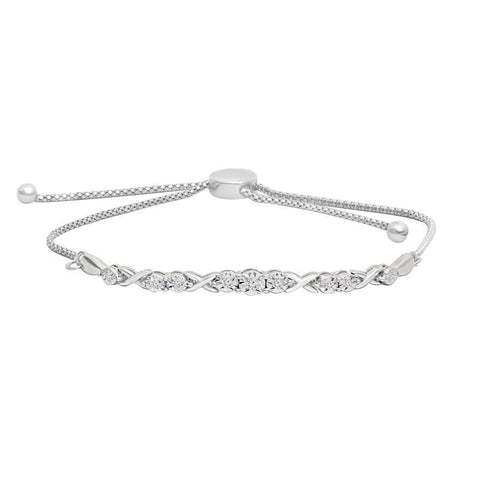 LADIES BRACELET 0.10CT ROUND DIAMOND STERLING SILVER/WHITE GOLD