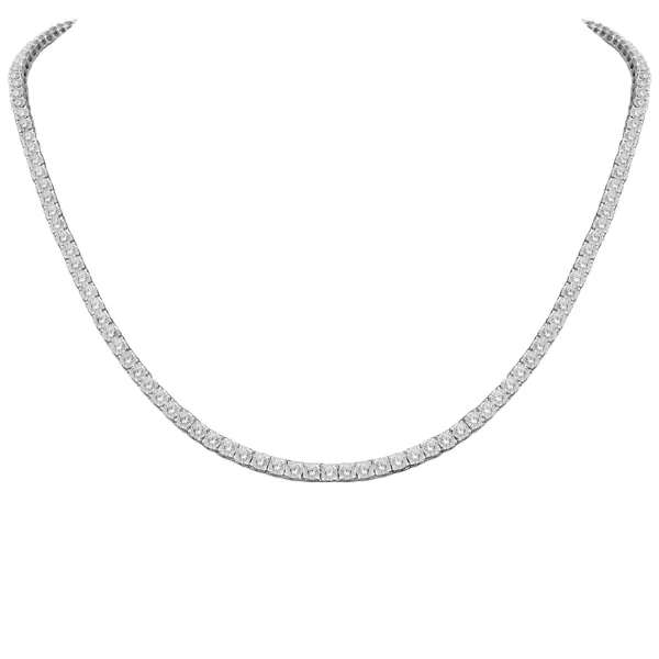 LADIES NECKLACE 8.00CT ROUND DIAMOND 10K WHITE GOLD