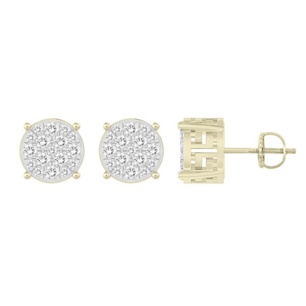 LADIES STUD EARRINGS 0.25CT ROUND DIAMOND 10K YELLOW GOLD