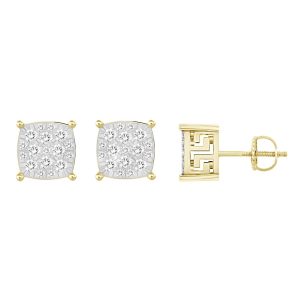 LADIES STUD EARRINGS 0.25CT ROUND DIAMOND 10K YELLOW GOLD