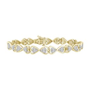 LADIES BRACELET 1.00CT ROUND/BAGUETTE DIAMOND 10K YELLOW GOLD
