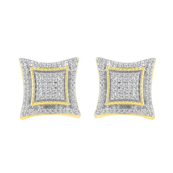 MEN'S STUD EARRINGS 0.25CT ROUND DIAMOND 10K YELLOW GOLD