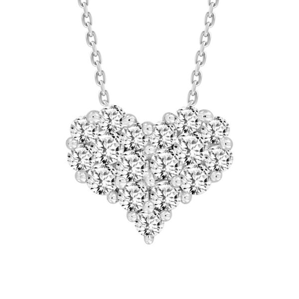 LADIES PENDANT WITH CHAIN 0.30CT ROUND DIAMOND 14K WHITE GOLD