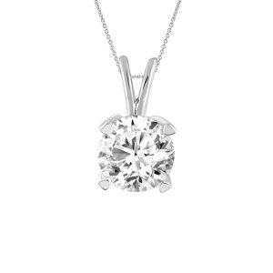 LADIES SOLITAIRE PENDANT 1.00CT ROUND DIAMOND 14K WHITE GOLD